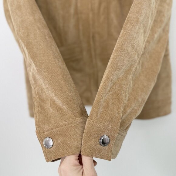 NWT Christopher & Banks Khaki Brown Corduroy Zip Blazer Jacket Sz L Preppy Ofc - Picture 5 of 11